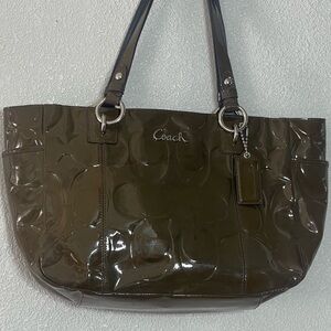 Coach Green Tote Bag with Signature Embossed Pattern